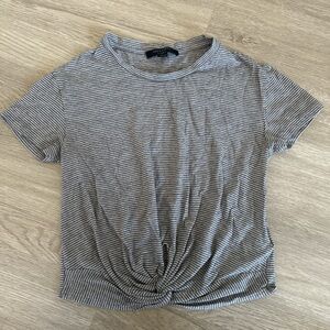 All Saints Cropped Striped Knot Tee